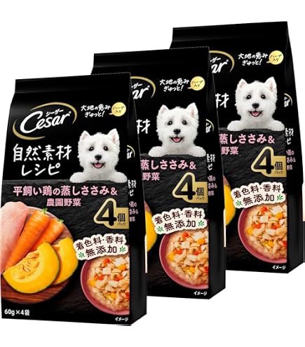 Amazon.co.jp: シーザー パウチ 成犬用 自然素材レシピ 無添加 60g×12